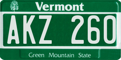 VT license plate AKZ260