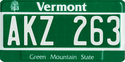 VT license plate AKZ263