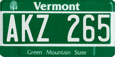 VT license plate AKZ265