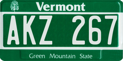 VT license plate AKZ267