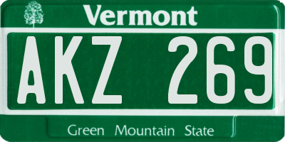 VT license plate AKZ269