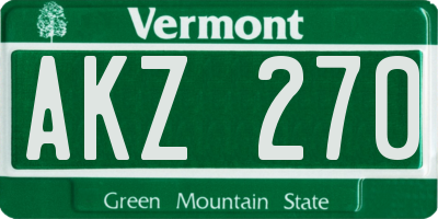 VT license plate AKZ270