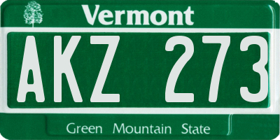 VT license plate AKZ273