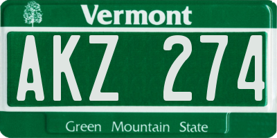 VT license plate AKZ274