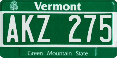 VT license plate AKZ275