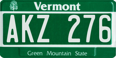 VT license plate AKZ276