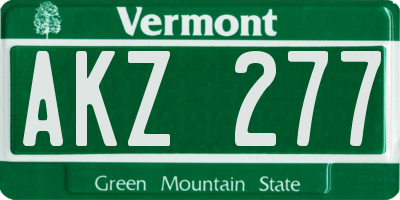 VT license plate AKZ277