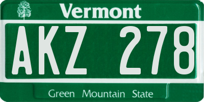 VT license plate AKZ278