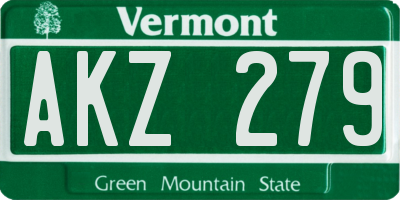 VT license plate AKZ279