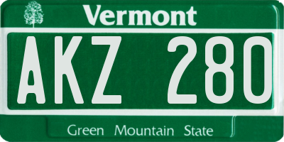 VT license plate AKZ280