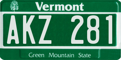 VT license plate AKZ281