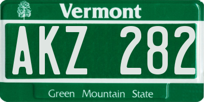 VT license plate AKZ282