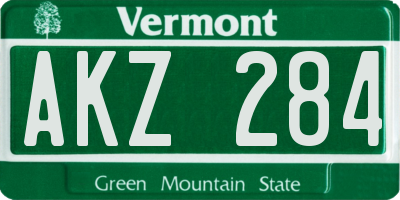 VT license plate AKZ284