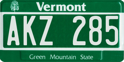 VT license plate AKZ285