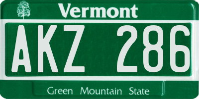 VT license plate AKZ286