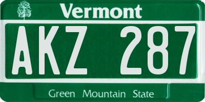 VT license plate AKZ287