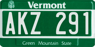 VT license plate AKZ291