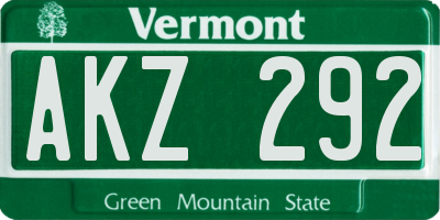 VT license plate AKZ292