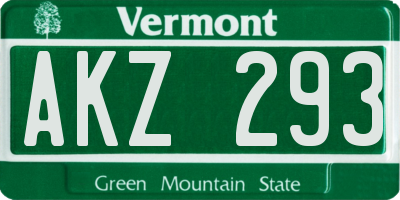 VT license plate AKZ293