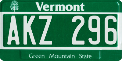 VT license plate AKZ296