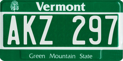 VT license plate AKZ297