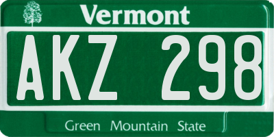 VT license plate AKZ298