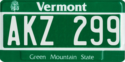 VT license plate AKZ299