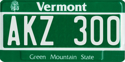 VT license plate AKZ300