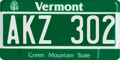 VT license plate AKZ302