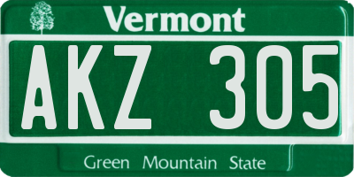 VT license plate AKZ305
