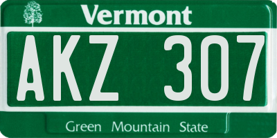 VT license plate AKZ307