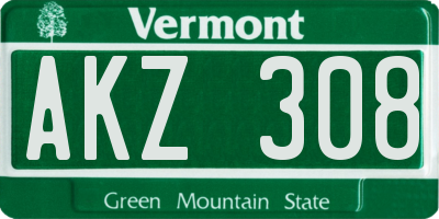 VT license plate AKZ308