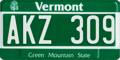 VT license plate AKZ309