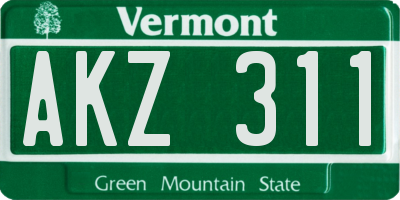 VT license plate AKZ311