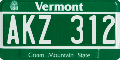 VT license plate AKZ312