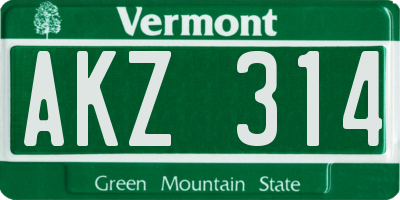 VT license plate AKZ314