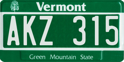 VT license plate AKZ315