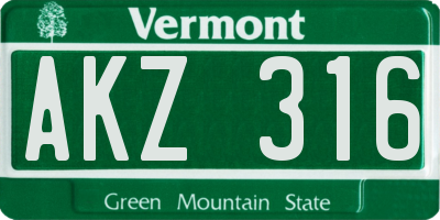 VT license plate AKZ316