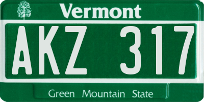 VT license plate AKZ317