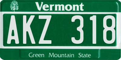 VT license plate AKZ318