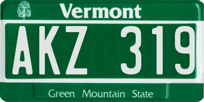 VT license plate AKZ319