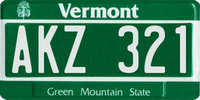 VT license plate AKZ321