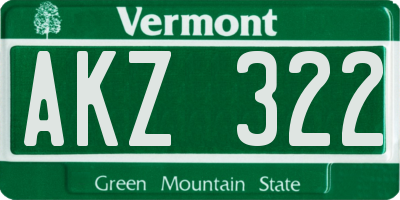 VT license plate AKZ322