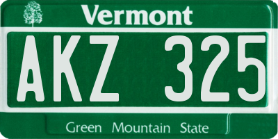 VT license plate AKZ325