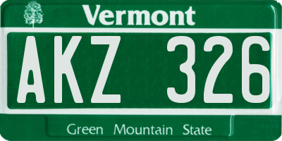 VT license plate AKZ326