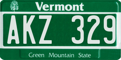 VT license plate AKZ329
