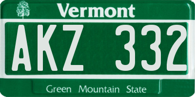 VT license plate AKZ332