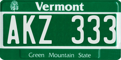 VT license plate AKZ333