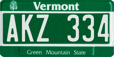 VT license plate AKZ334