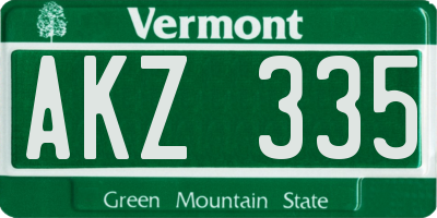 VT license plate AKZ335